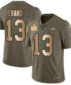 Nike Buccaneers #13 Mike Evans Olive/Gold Men's Super Bowl LV Champions Patch Stitched NFL Limited 2017 Salute To Service Jersey