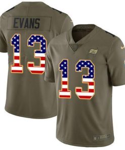 Nike Buccaneers #13 Mike Evans Olive/USA Flag Men's Stitched NFL Limited 2017 Salute To Service Jersey