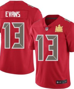 Nike Buccaneers #13 Mike Evans Red Men's Super Bowl LV Champions Patch Stitched NFL Limited Rush Jersey