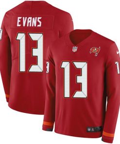 Nike Buccaneers #13 Mike Evans Red Team Color Men's Stitched NFL Limited Therma Long Sleeve Jersey