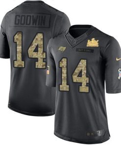 Nike Buccaneers #14 Chris Godwin Black Men's Super Bowl LV Champions Patch NFL Limited 2016 Salute To Service Jersey