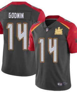 Nike Buccaneers #14 Chris Godwin Gray Men's Super Bowl LV Champions Patch Stitched NFL Limited Inverted Legend Jersey