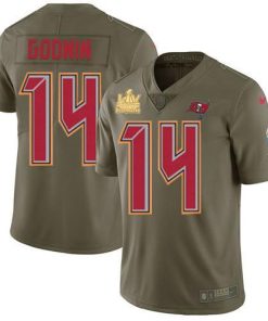 Nike Buccaneers #14 Chris Godwin Olive Men's Super Bowl LV Champions Patch Stitched NFL Limited 2017 Salute To Service Jersey