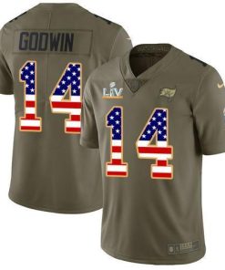 Nike Buccaneers #14 Chris Godwin Olive/USA Flag Men's Super Bowl LV Bound Stitched NFL Limited 2017 Salute To Service Jersey