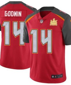 Nike Buccaneers #14 Chris Godwin Red Team Color Men's Super Bowl LV Champions Patch NFL Vapor Untouchable Limited Jersey