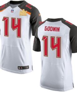 Nike Buccaneers #14 Chris Godwin White Men's Super Bowl LV Champions Patch Stitched NFL New Elite Jersey