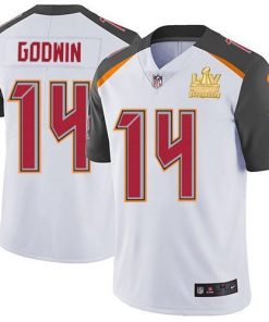 Nike Buccaneers #14 Chris Godwin White Men's Super Bowl LV Champions Patch Stitched NFL Vapor Untouchable Limited Jersey
