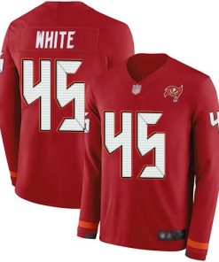 Nike Buccaneers #45 Devin White Red Team Color Men's Stitched NFL Limited Therma Long Sleeve Jersey
