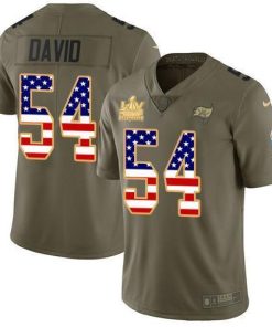 Nike Buccaneers #54 Lavonte David Olive/USA Flag Men's Super Bowl LV Champions Patch Stitched NFL Limited 2017 Salute To Service Jersey