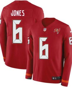 Nike Buccaneers #6 Julio Jones Red Team Color Men's Stitched NFL Limited Therma Long Sleeve Jersey