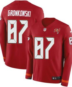 Nike Buccaneers #87 Rob Gronkowski Red Team Color Men's Stitched NFL Limited Therma Long Sleeve Jersey