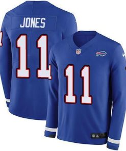 Nike Buffalo Bills #11 Zay Jones Royal Blue Team Color Men's Stitched NFL Limited Therma Long Sleeve Jersey Men's