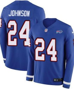 Nike Buffalo Bills #24 Taron Johnson Royal Blue Team Color Men's Stitched NFL Limited Therma Long Sleeve Jersey Men's