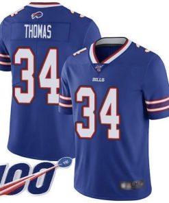 Nike Buffalo Bills #34 Thurman Thomas Royal Blue Team Color Men's Stitched NFL 100th Season Vapor Limited Jersey Men's
