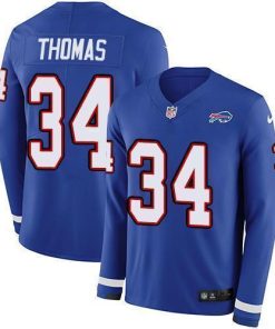 Nike Buffalo Bills #34 Thurman Thomas Royal Blue Team Color Men's Stitched NFL Limited Therma Long Sleeve Jersey Men's