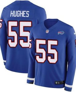 Nike Buffalo Bills #55 Jerry Hughes Royal Blue Team Color Men's Stitched NFL Limited Therma Long Sleeve Jersey Men's