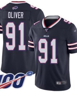 Nike Buffalo Bills #91 Ed Oliver Navy Men's Stitched NFL Limited Inverted Legend 100th Season Jersey Men's