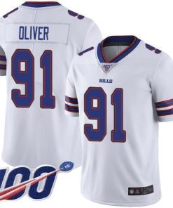 Nike Buffalo Bills #91 Ed Oliver White Men's Stitched NFL 100th Season Vapor Limited Jersey Men's