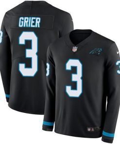Nike Carolina Panthers #3 Will Grier Black Team Color Men's Stitched NFL Limited Therma Long Sleeve Jersey Men's
