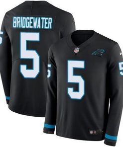 Nike Carolina Panthers #5 Teddy Bridgewater Black Team Color Men's Stitched NFL Limited Therma Long Sleeve Jersey Men's