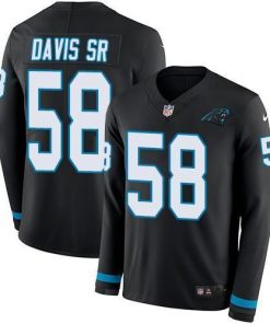 Nike Carolina Panthers #58 Thomas Davis Sr Black Team Color Men's Stitched NFL Limited Therma Long Sleeve Jersey Men's