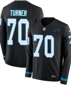 Nike Carolina Panthers #70 Trai Turner Black Team Color Men's Stitched NFL Limited Therma Long Sleeve Jersey Men's