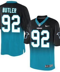 Nike Carolina Panthers #92 Vernon Butler Black/Blue Men's Stitched NFL Elite Fadeaway Fashion Jersey Men's