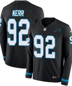 Nike Carolina Panthers #92 Zach Kerr Black Team Color Men's Stitched NFL Limited Therma Long Sleeve Jersey Men's