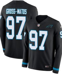 Nike Carolina Panthers #97 Yetur Gross-Matos Black Team Color Men's Stitched NFL Limited Therma Long Sleeve Jersey Men's