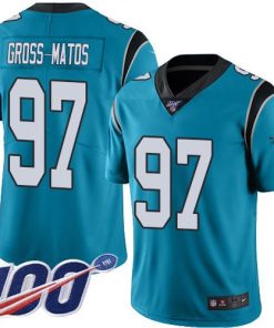 Nike Carolina Panthers #97 Yetur Gross-Matos Blue Men's Stitched NFL Limited Rush 100th Season Jersey Men's