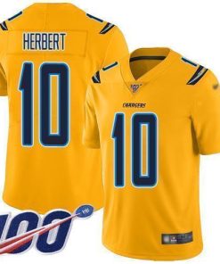 Nike Chargers #10 Justin Herbert Gold Men's Stitched NFL Limited Inverted Legend 100th Season Jersey