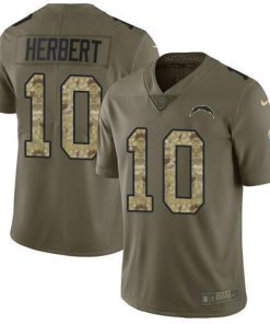Nike Chargers #10 Justin Herbert Olive/Camo Men's Stitched NFL Limited 2017 Salute To Service Jersey