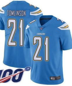 Nike Chargers #21 LaDainian Tomlinson Electric Blue Alternate Men's Stitched NFL 100th Season Vapor Limited Jersey