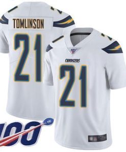 Nike Chargers #21 LaDainian Tomlinson White Men's Stitched NFL 100th Season Vapor Limited Jersey