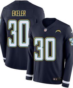 Nike Chargers #30 Austin Ekeler Navy Blue Team Color Men's Stitched NFL Limited Therma Long Sleeve Jersey
