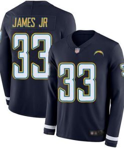 Nike Chargers #33 Derwin James Jr Navy Blue Team Color Men's Stitched NFL Limited Therma Long Sleeve Jersey