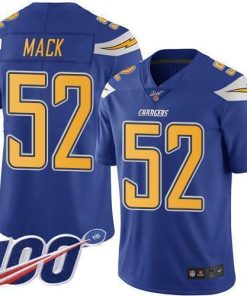 Nike Chargers #52 Khalil Mack Electric Blue Men's Stitched NFL Limited Rush 100th Season Jersey