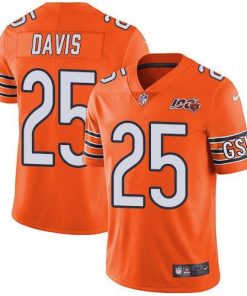 Nike Chicago Bears #25 Mike Davis Orange Men's 100th Season Stitched NFL Limited Rush Jersey Men's