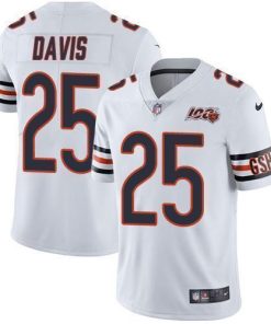 Nike Chicago Bears #25 Mike Davis White Men's 100th Season Stitched NFL Vapor Untouchable Limited Jersey Men's