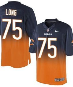 Nike Chicago Bears #75 Kyle Long Navy Blue/Orange Men's Stitched NFL Elite Fadeaway Fashion Jersey Men's