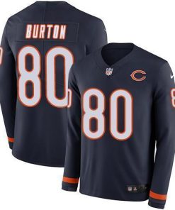 Nike Chicago Bears #80 Trey Burton Navy Blue Team Color Men's Stitched NFL Limited Therma Long Sleeve Jersey Men's
