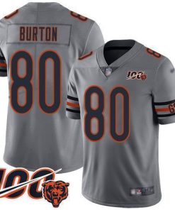Nike Chicago Bears #80 Trey Burton Silver Men's Stitched NFL Limited Inverted Legend 100th Season Jersey Men's