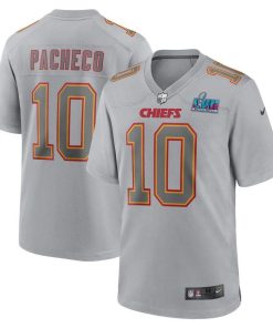 Nike Chiefs #10 Isiah Pacheco Men's Super Bowl LVII Patch Atmosphere Fashion Game Jersey - Gray