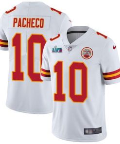 Nike Chiefs #10 Isiah Pacheco White Super Bowl LVII Patch Men's Stitched NFL Vapor Untouchable Limited Jersey