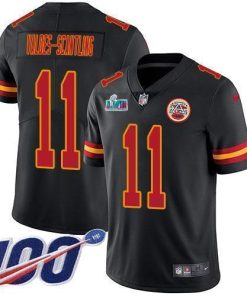 Nike Chiefs #11 Marquez Valdes-Scantling Black Super Bowl LVII Patch Men's Stitched NFL Limited Rush 100th Season Jersey