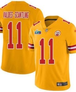 Nike Chiefs #11 Marquez Valdes-Scantling Gold Super Bowl LVII Patch Men's Stitched NFL Limited Inverted Legend Jersey
