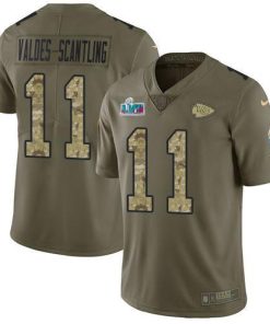 Nike Chiefs #11 Marquez Valdes-Scantling Olive/Camo Super Bowl LVII Patch Men's Stitched NFL Limited 2017 Salute To Service Jersey