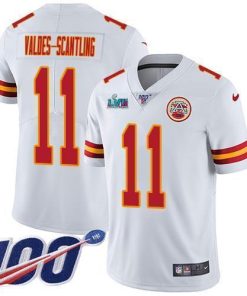 Nike Chiefs #11 Marquez Valdes-Scantling White Super Bowl LVII Patch Men's Stitched NFL 100th Season Vapor Limited Jersey