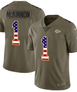 Nike Chiefs #1 Jerick McKinnon Olive/USA Flag Men's Stitched NFL Limited 2017 Salute To Service Jersey