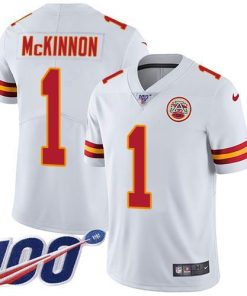 Nike Chiefs #1 Jerick McKinnon White Men's Stitched NFL 100th Season Vapor Limited Jersey